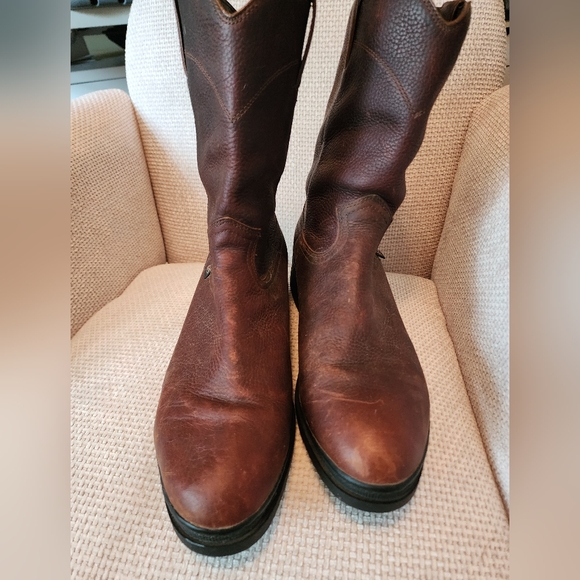 Justin Mens Brown Leather Boots Size 12 - Picture 3 of 8